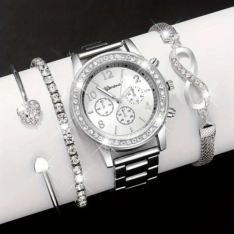4 Pieces Of Elegant Women's Steel Band Quartz Watches