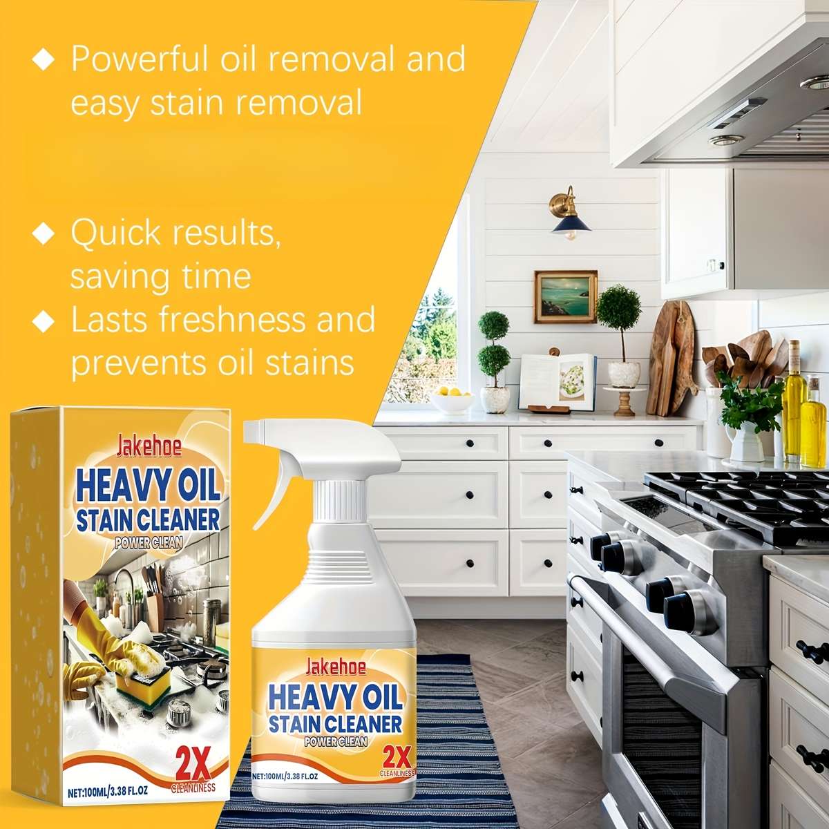 1pc Heavy-Duty Kitchen Grease Oil Remover Spray Citric Acid Formula for Effortless Cleaning