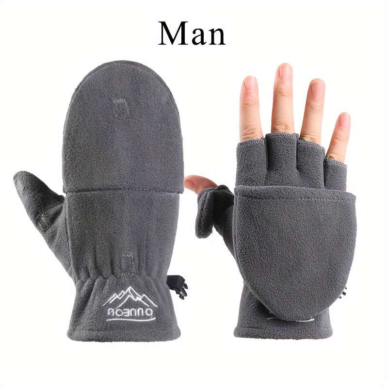 1 Pair Men Gray Warm Gloves