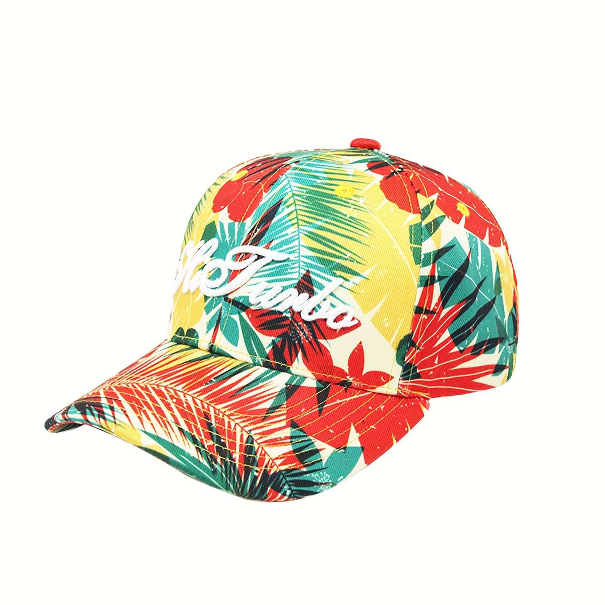Adjustable Floral Baseball Cap Tropical Leaf and Flower Patterns Lightweight Polyester Sun