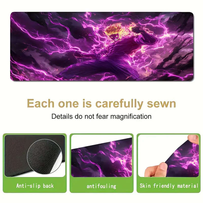 1pc 40x90cm Vibrant Purple Samurai Gaming Mouse Pad Durable Washable Desk Mat