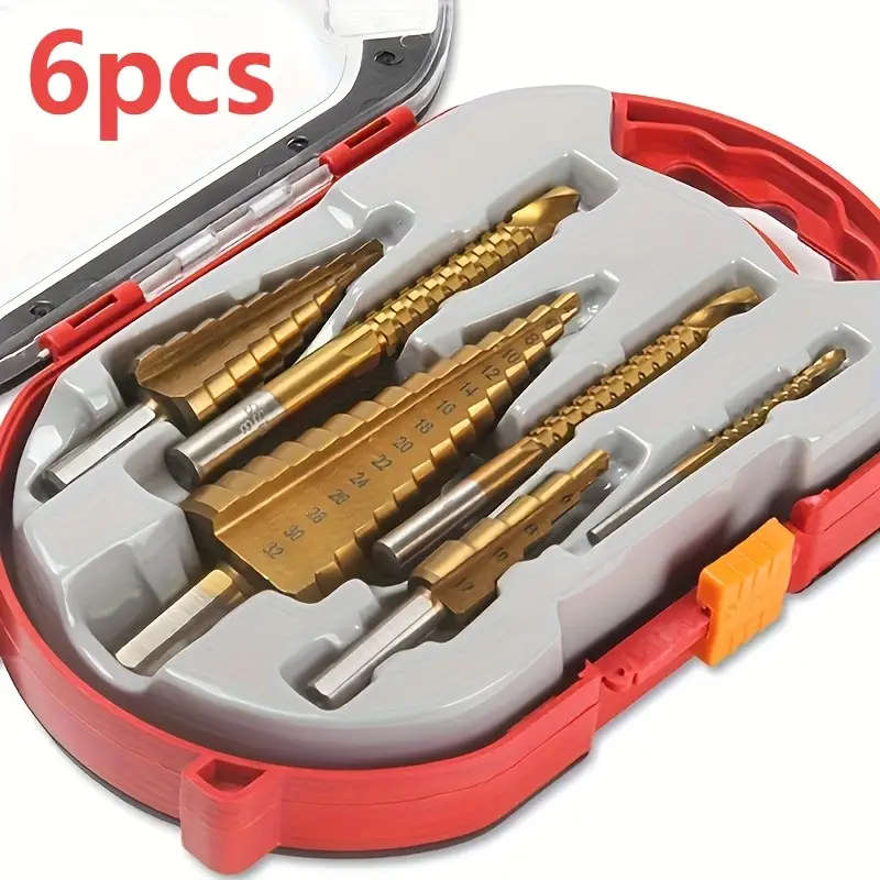 6-Piece Titanium-Coated Chrome Vanadium Drill Bit Set