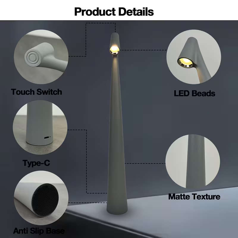 Rechargeable Wireless Led Desk Lamp Gray