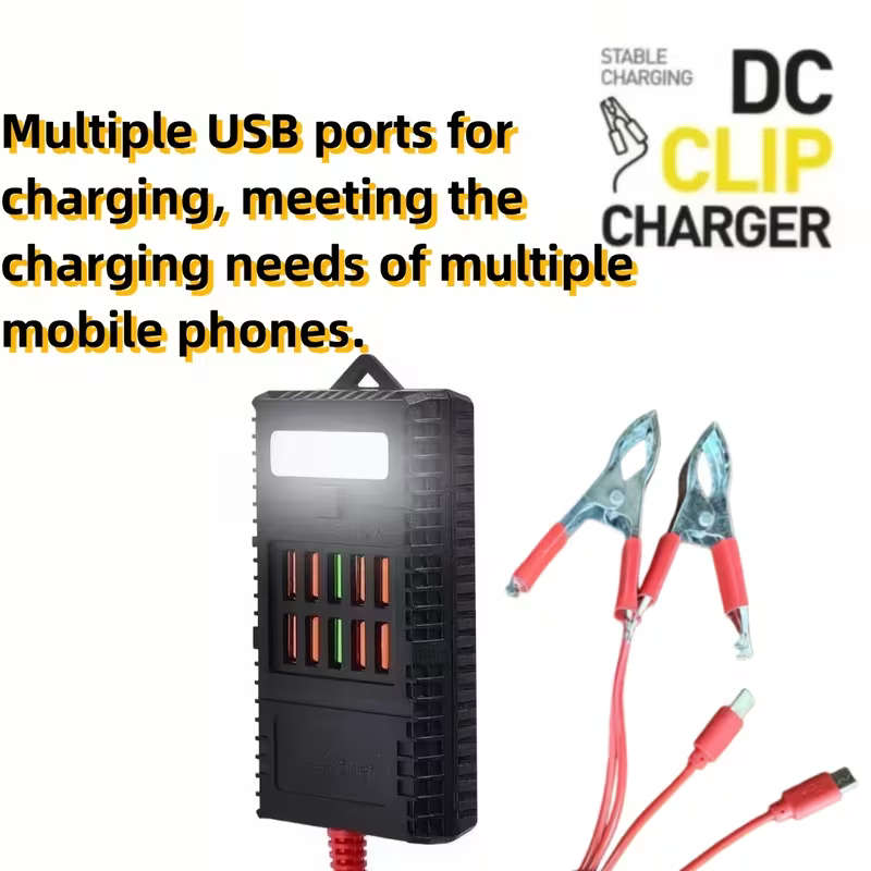10USB Port Charger Multi-Function Fast Charging Connector Alligator Clip Charger