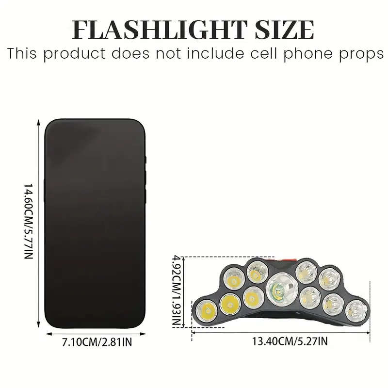 11 LED Super Bright USB Rechargeable Headlamp with 4 Modes