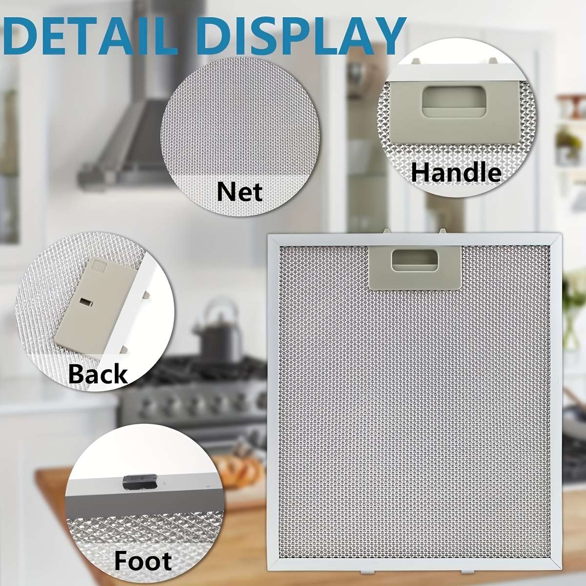 2pcs Universal Range Hood Filter Aluminum Oil Splatter Guard Easy Installation Kitchen Exha