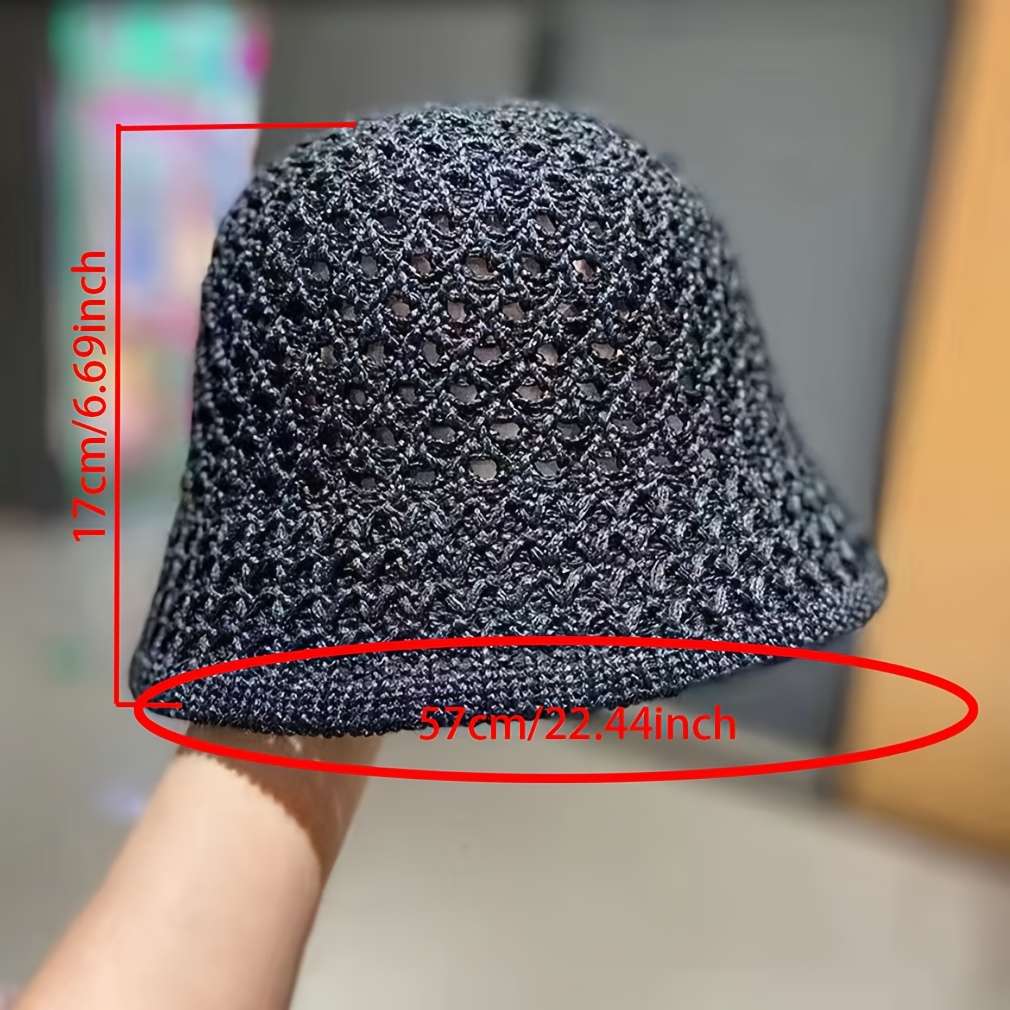 Summer Sun Hat Hollow Out Knitted Polyester Bucket Hat Sun Protection