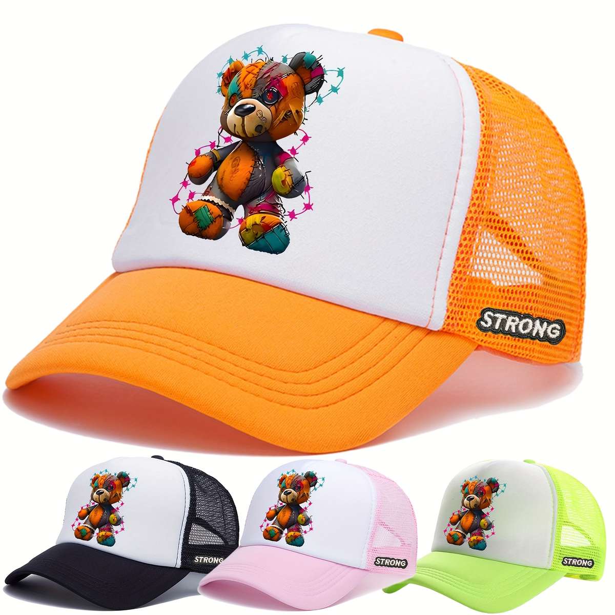 Multicolored Bear Print Baseball Cap