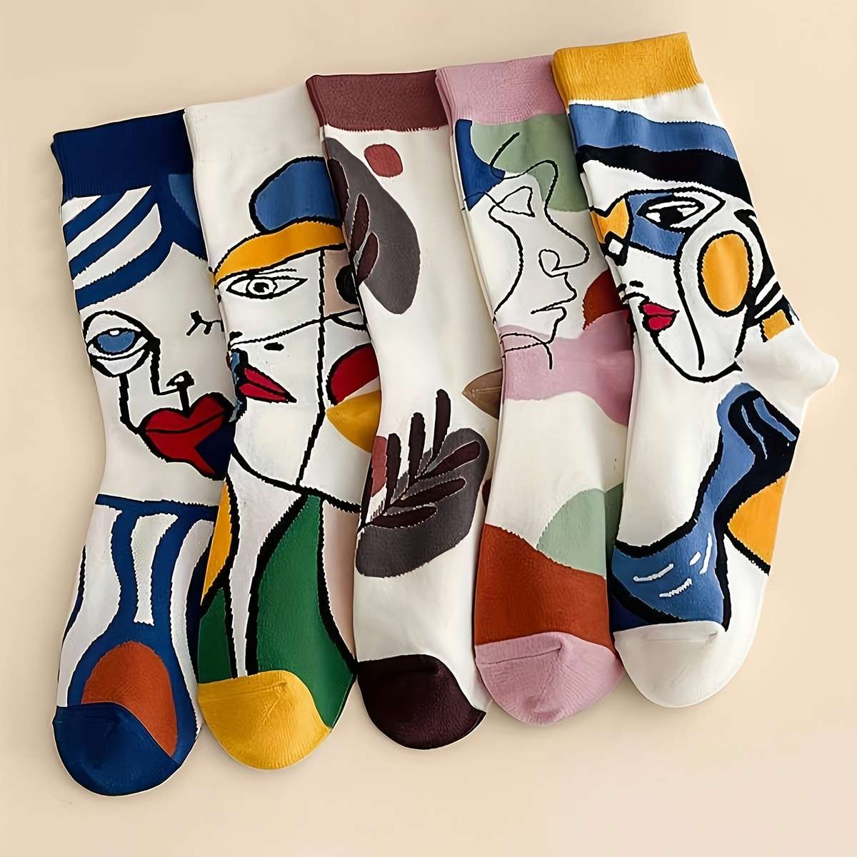 5 Pairs Mixed Color One Size High Elastic Socks