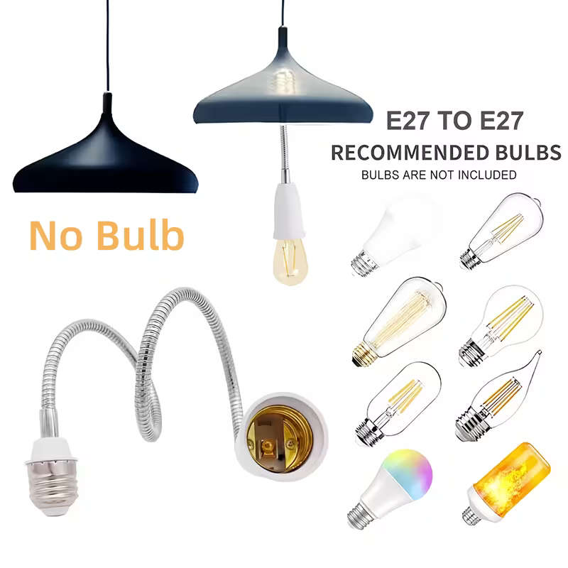 E27 To E27 Flexible Extension Socket Adjustable LED Lamp Holder 60cm
