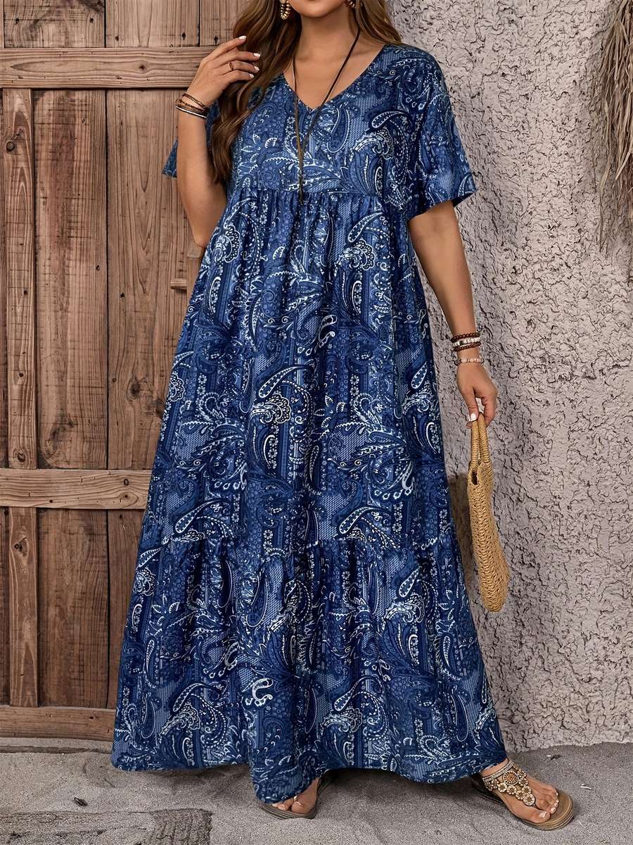 Women S Dress Color Blue Size 5Xl