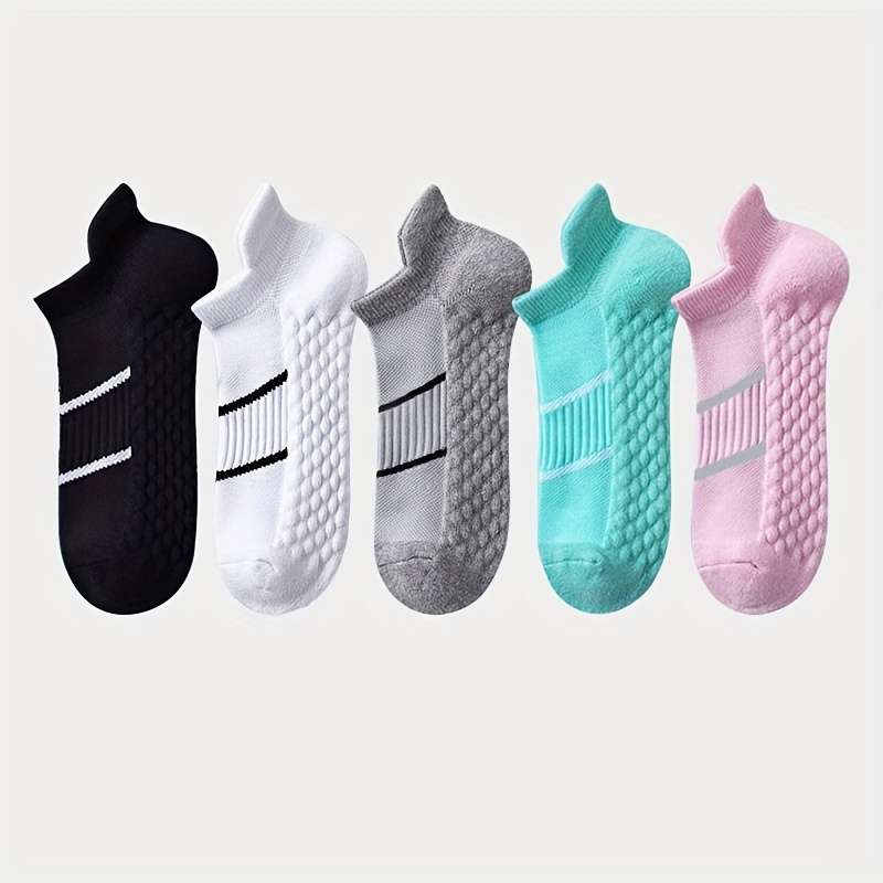 5 Pairs Pink And Mint Green And Orange And Fluorescent Green And Black High Elastic Socks