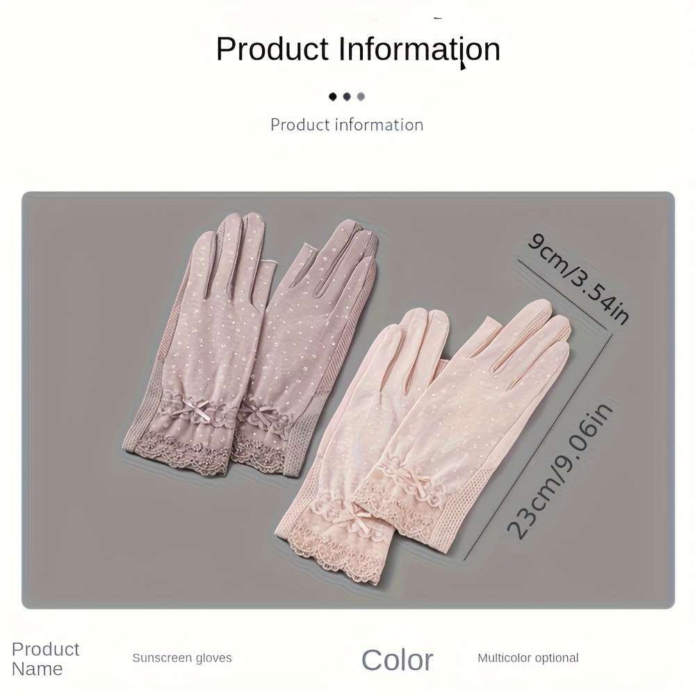 1 Pair Light Pink Summer Lace Gloves