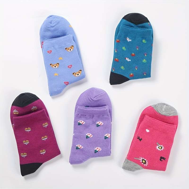 Sock Bright Color Add Gray Color 10 Pairs Of Patterns Randomly Mixed One Size