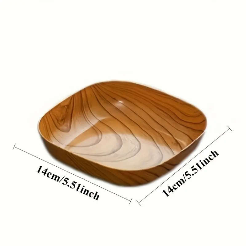 10-Piece Faux Wood Plastic Snack Plate