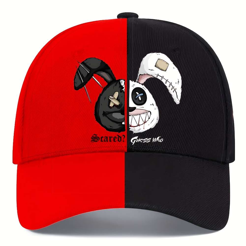 1pc Cute Cartoon Rabbit Print Baseball Cap Soft Slight Stretch Fabric Hand Wash or Profess