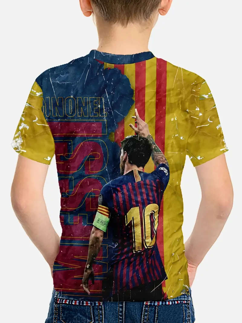 Kids Soccer T-Shirt, Crew Neck - Size: 9-10Y