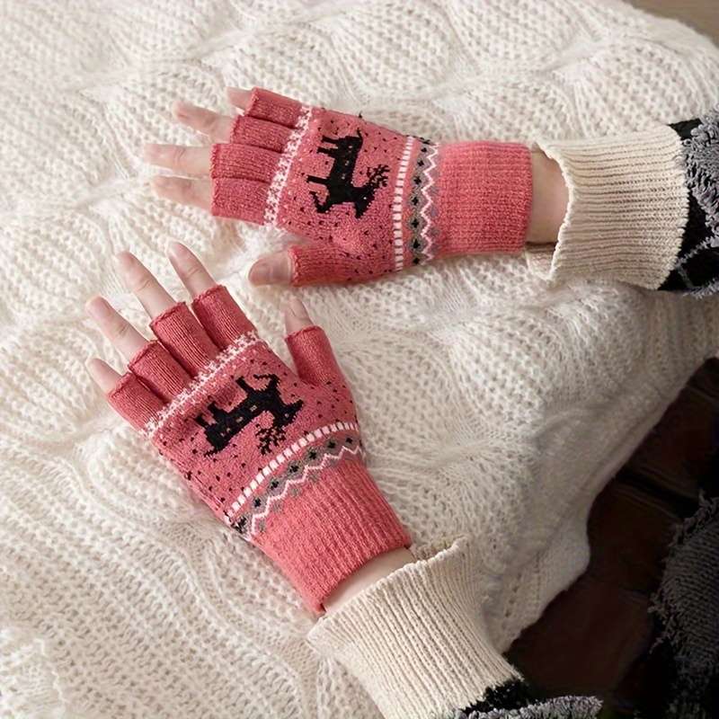1 Pair Red Warm Gloves