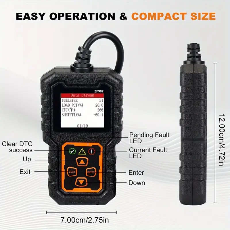 ZF997 OBD2 Car Scanner Engine Fault Diagnostic Tool USB Powered Compatible with All Vehicles Since