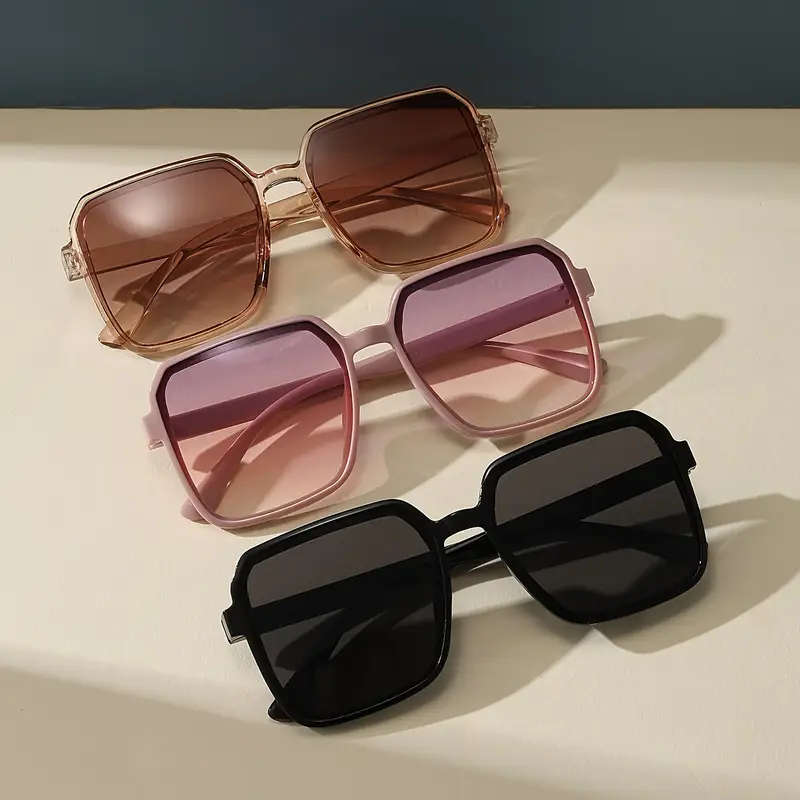 3pcs Women's Square Frame Glasses, Assorted Colours