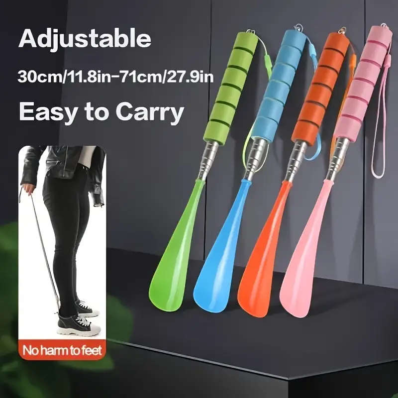 1pc Ergonomic Shoe Puller Adjustable 29.97-70.87cm Portable Stainless Steel Shoe Helper Easy-to-Use