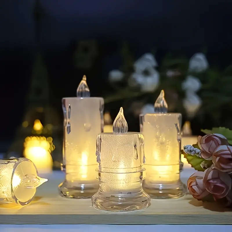 4 Pieces Acrylic Battery Operated LED Flameless Candles