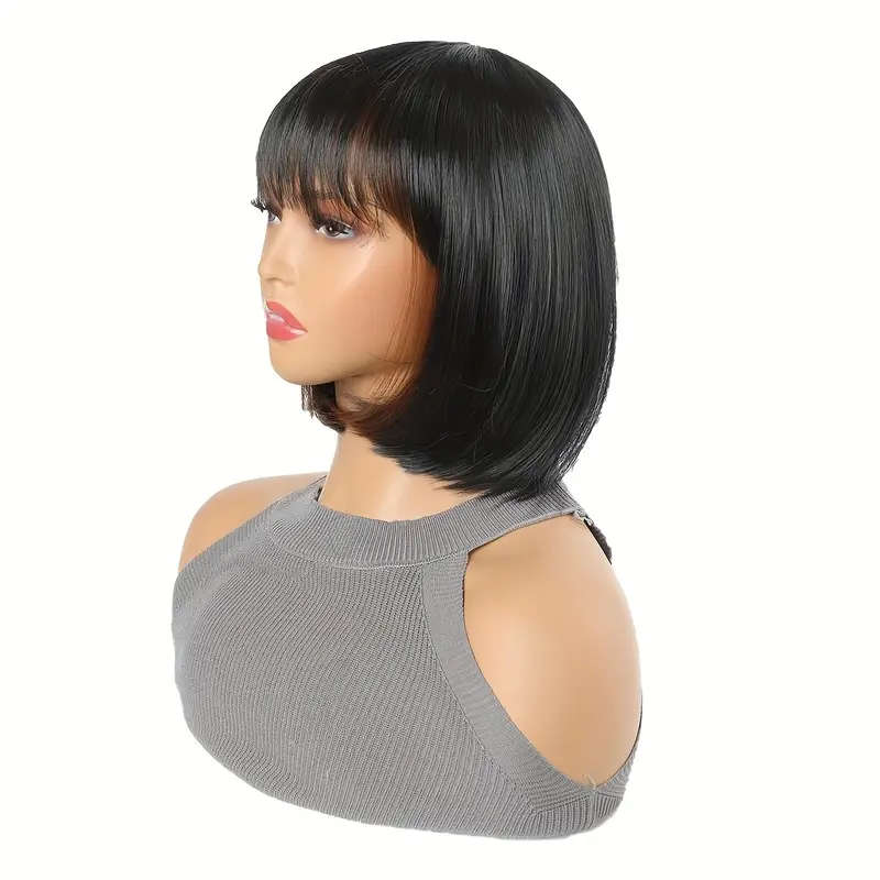 Woven Wigs Basic Black Short Bob Wig for Women, High Temperature Fiber