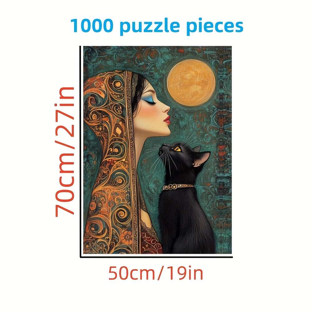 1000pcs Black Cat Puzzle Challenging DIY Brain Teaser with Intricate Artwork Ideal