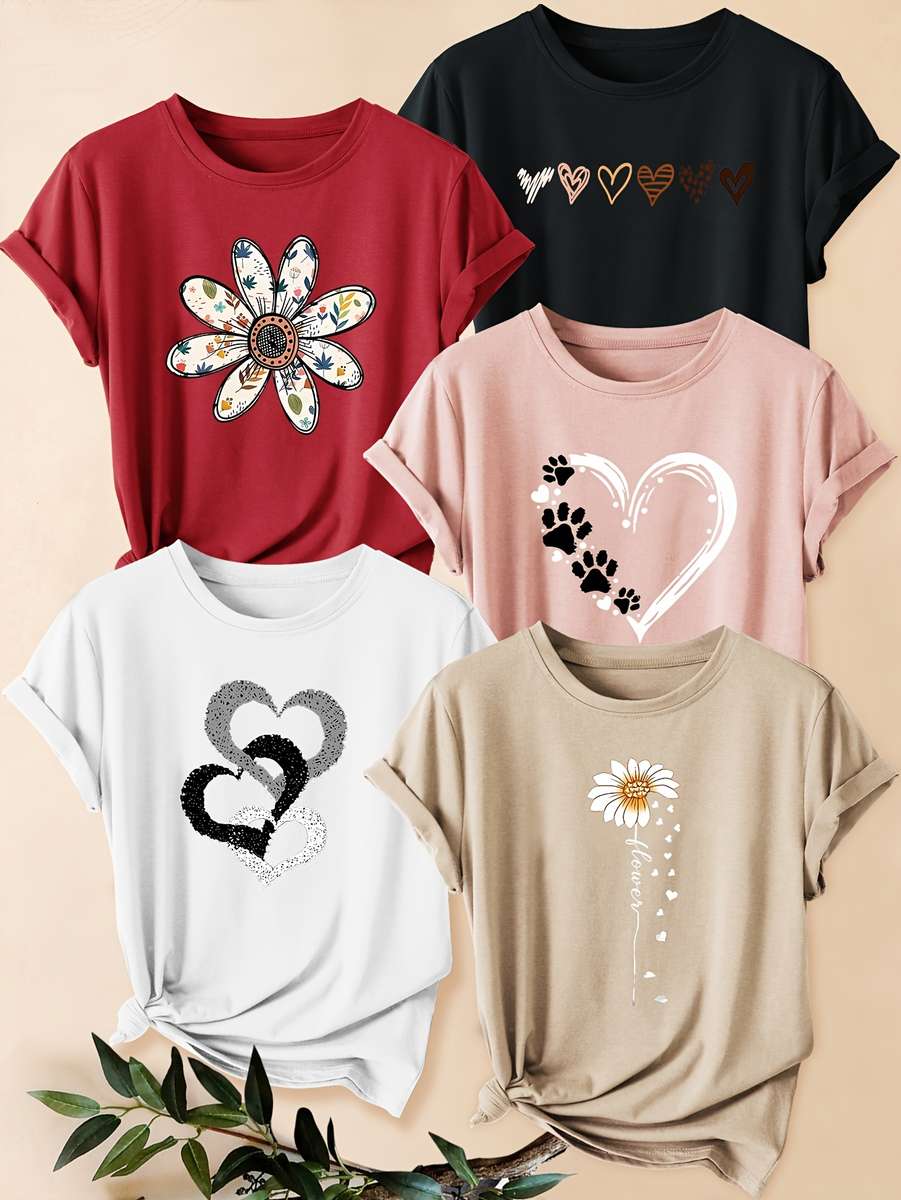 Womens T Shirt Color Red White Black Light Pink Apricot Sizem