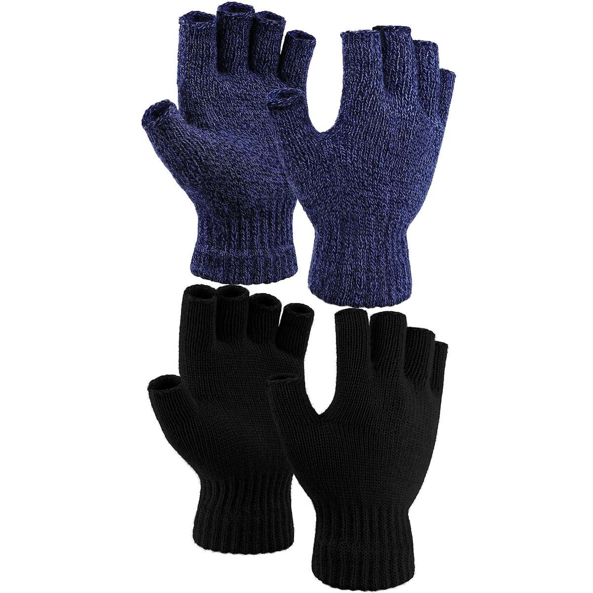 1 Pair Black Gray Warm Gloves