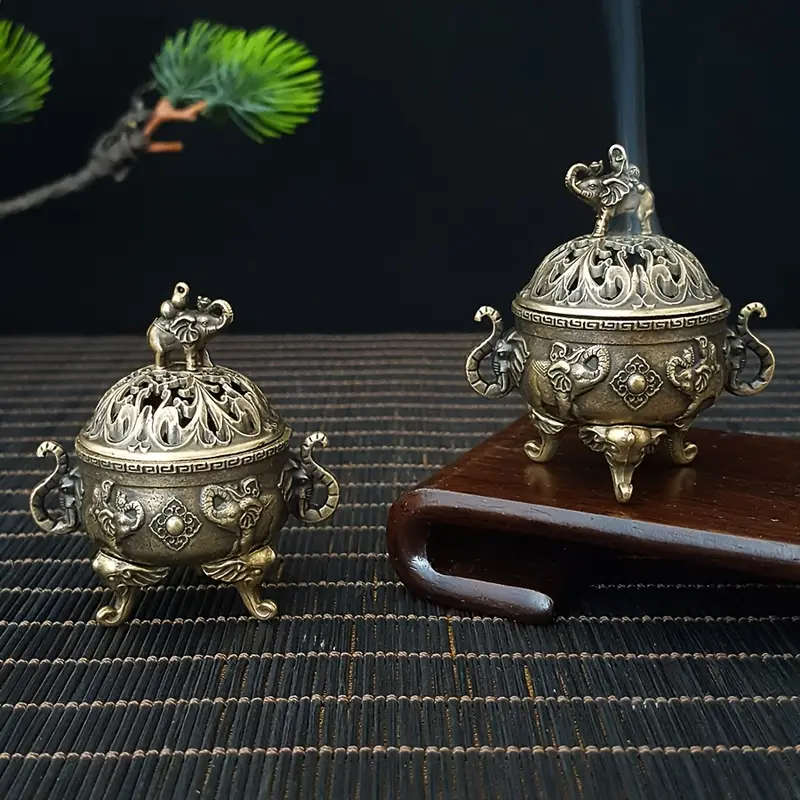 Elegant Metal Elephant Tea Ceremony Incense Burner