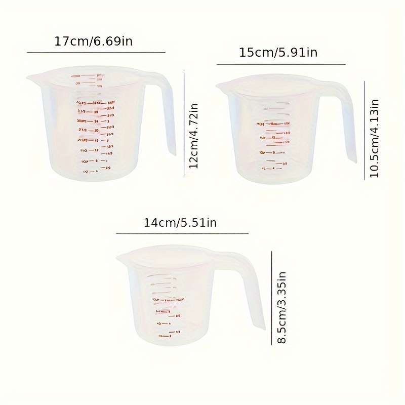 3pcs Baking Plastic Measuring Cups Double-sided Large Capacity Measuring Cups Transparent Thick