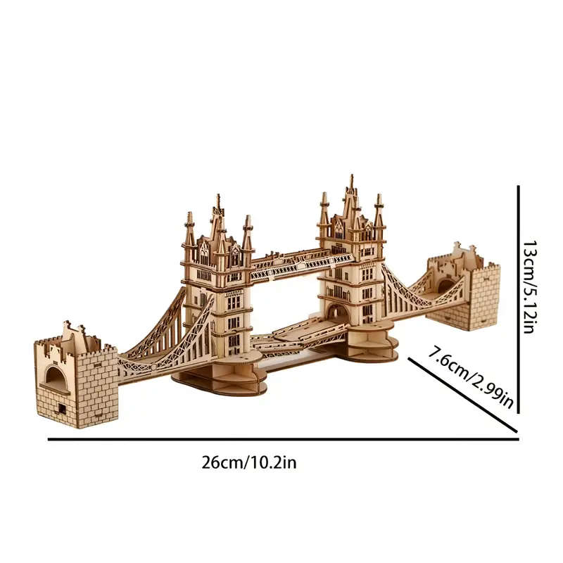 3D Model London Tower Bridge DIY Wooden Jigsaw Puzzle