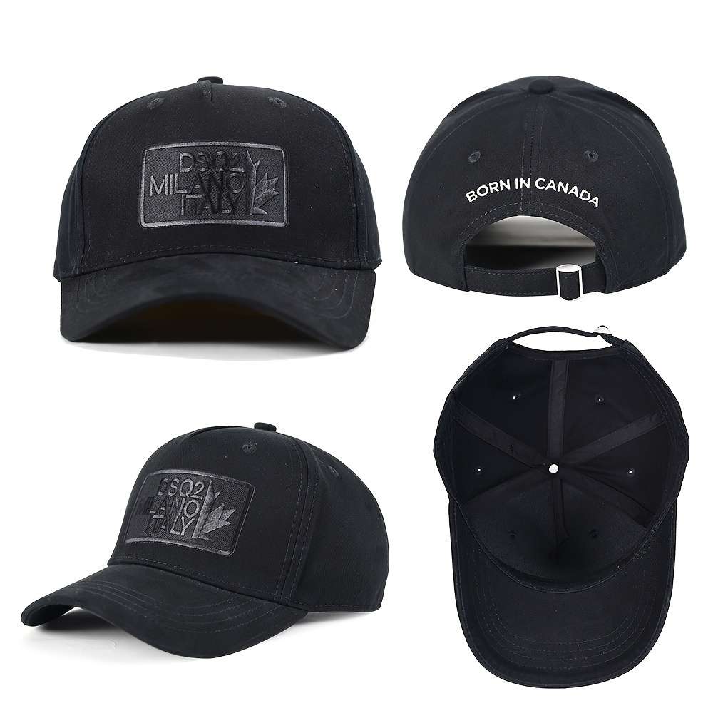 DSQ2 Italy Maple Leaf Baseball Cap Adjustable Snapback Lightweight Cotton Black with White