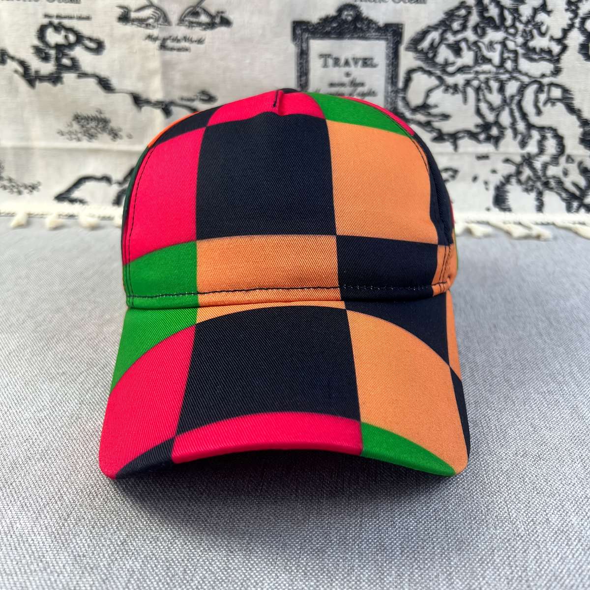 Classic Checkered Pattern Baseball Cap 100% Polyester Adjustable Breathable Lightweight