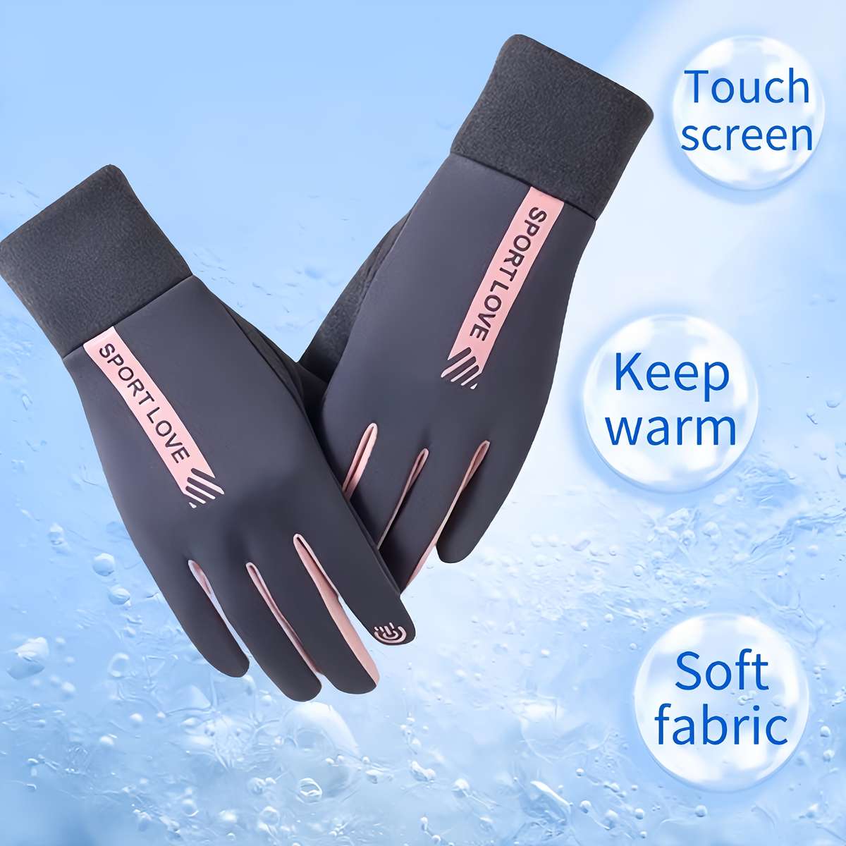 1 Pair Pink Warm Gloves