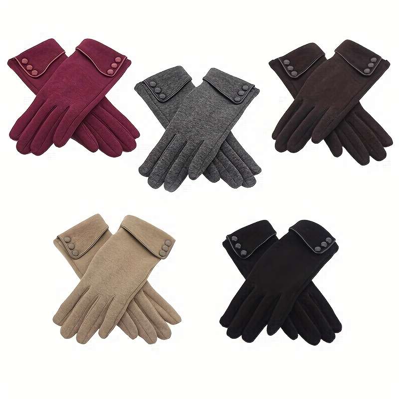 1 Pair Coffee Color Warm Gloves