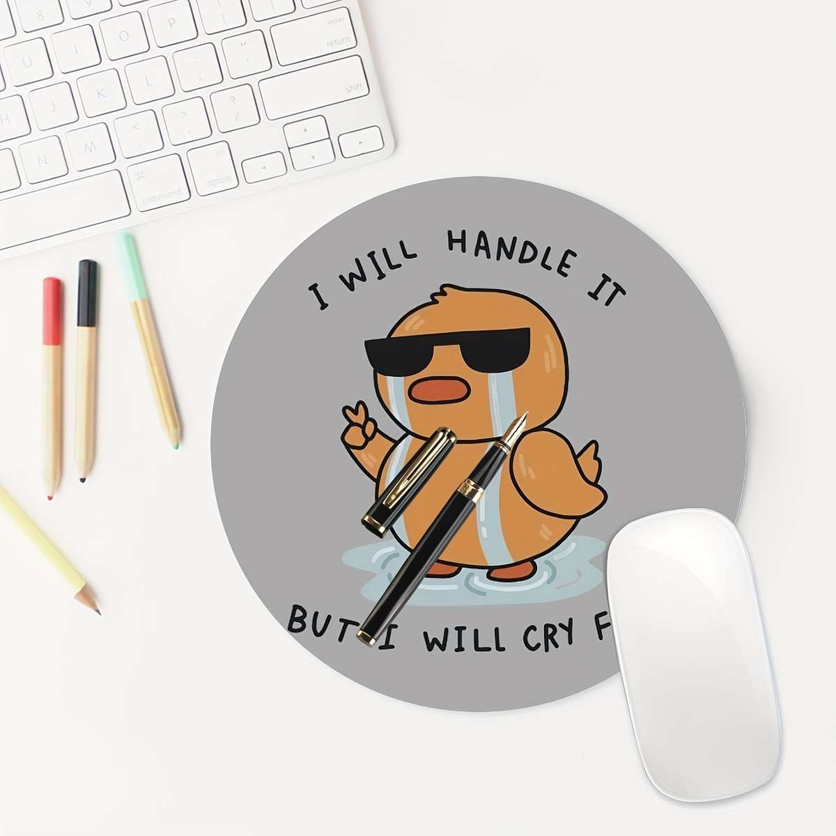 Chick-Themed Round Mouse Pad