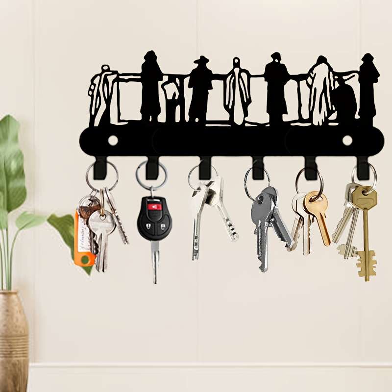 1pc Western Wall Art Metal Key HolderVersatile Jewish Silhouette Hanging Key Rack for Coats Hats