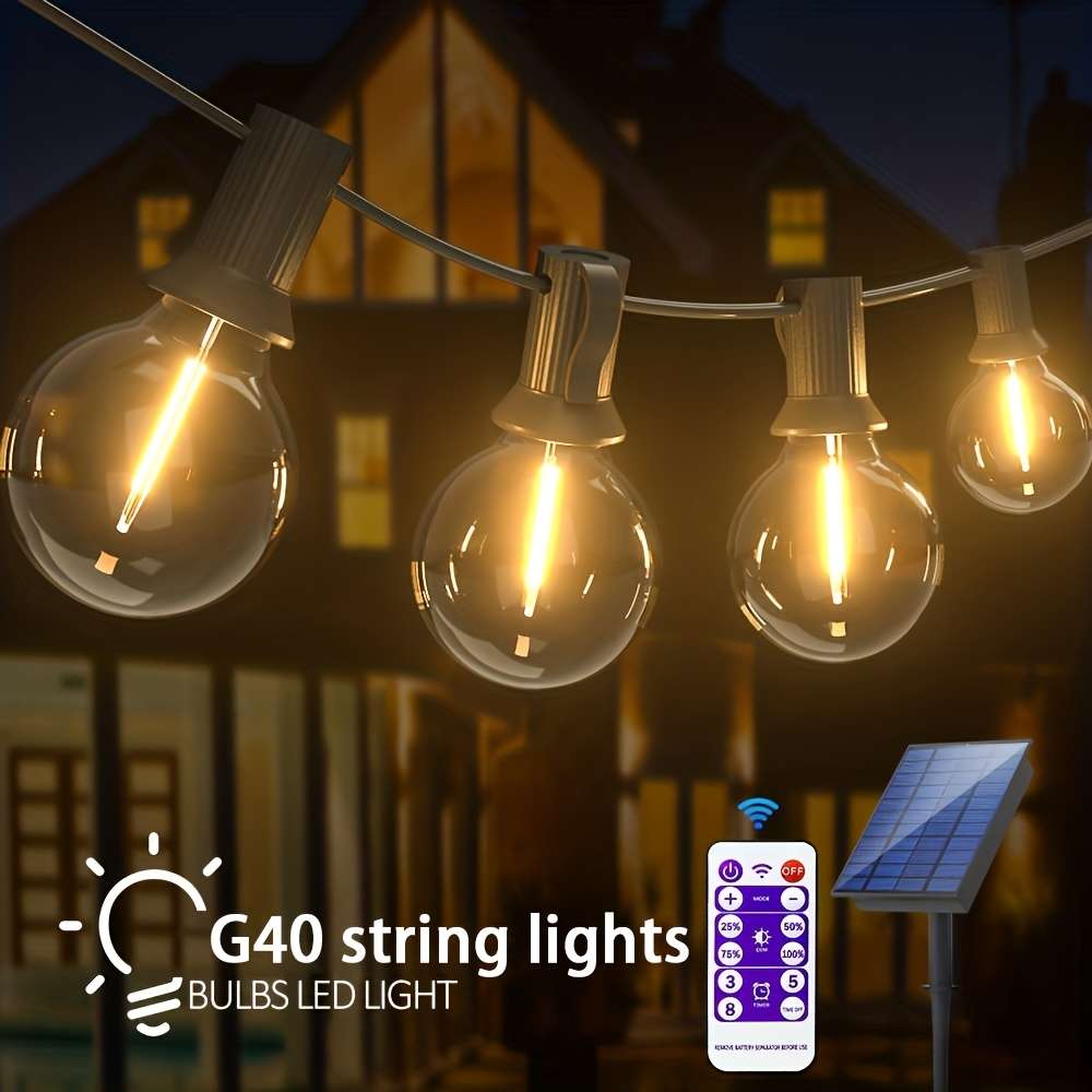 Solar Powered 10-meter 20-lamp String Light + remote control