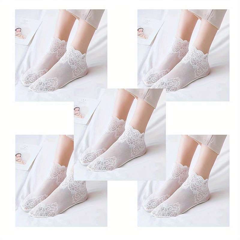 5 Pairs Light Beige One Size High Elastic Socks