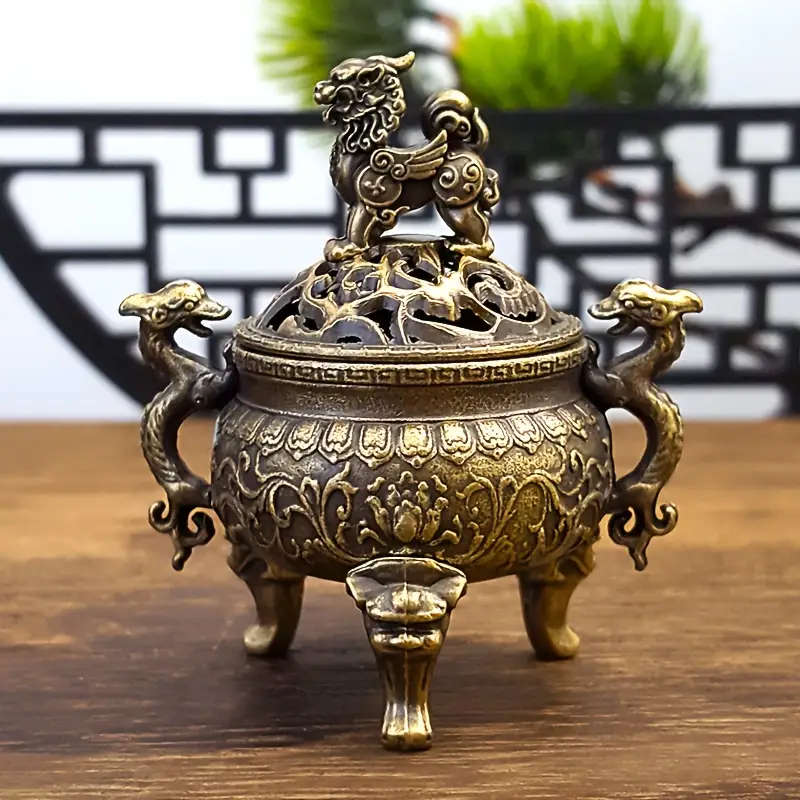 1 x Vintage Metal Kirin Incense Burner