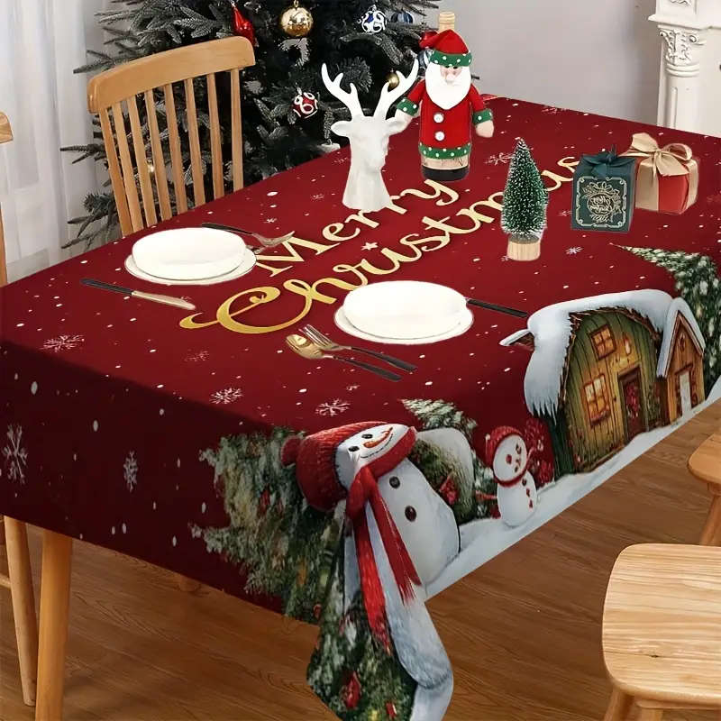 Red And White Christmas Tablecloth