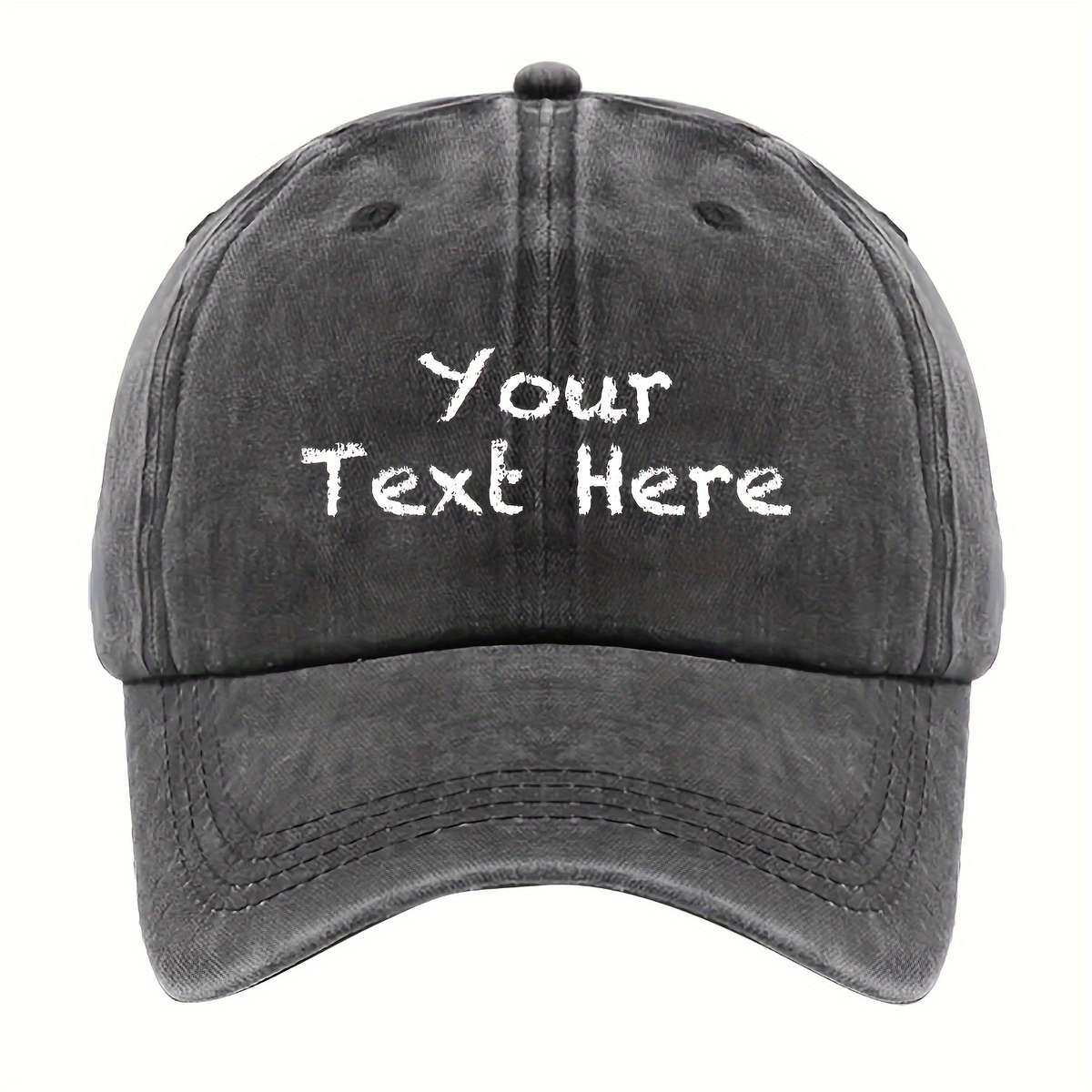 A Washable Fabric Baseball Cap With A Chalk-Style Font That Allows