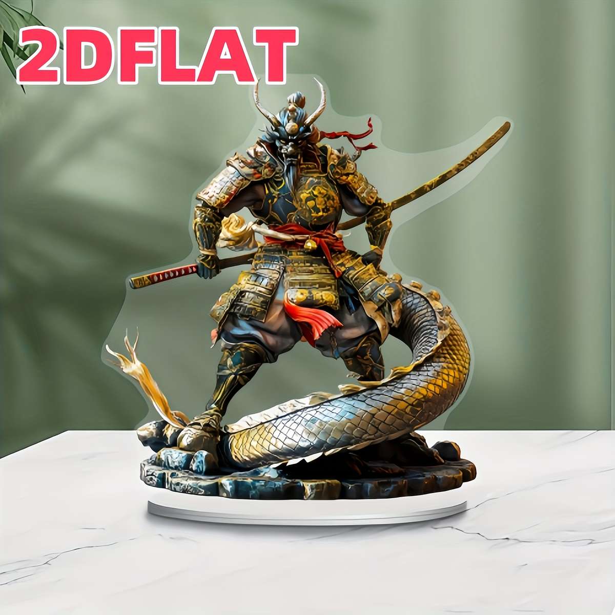 1pc 2D Flat  One  Samurai and Dragon Ornament Acrylic Desktop Decor Multifunctional Creati