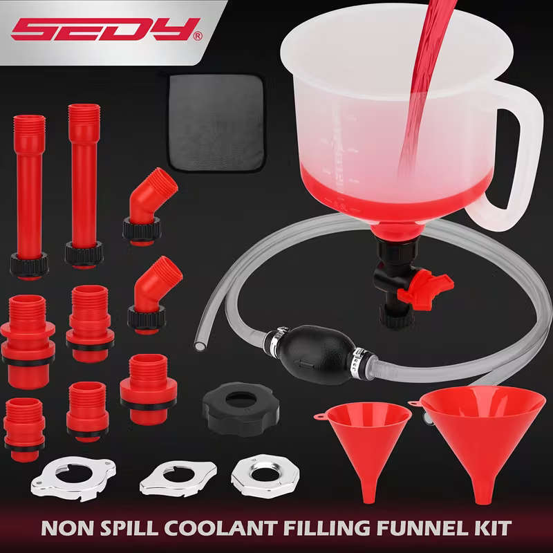 22pcs No-Spill Coolant Filling Funnel Kit And Siphon Hose Pump
