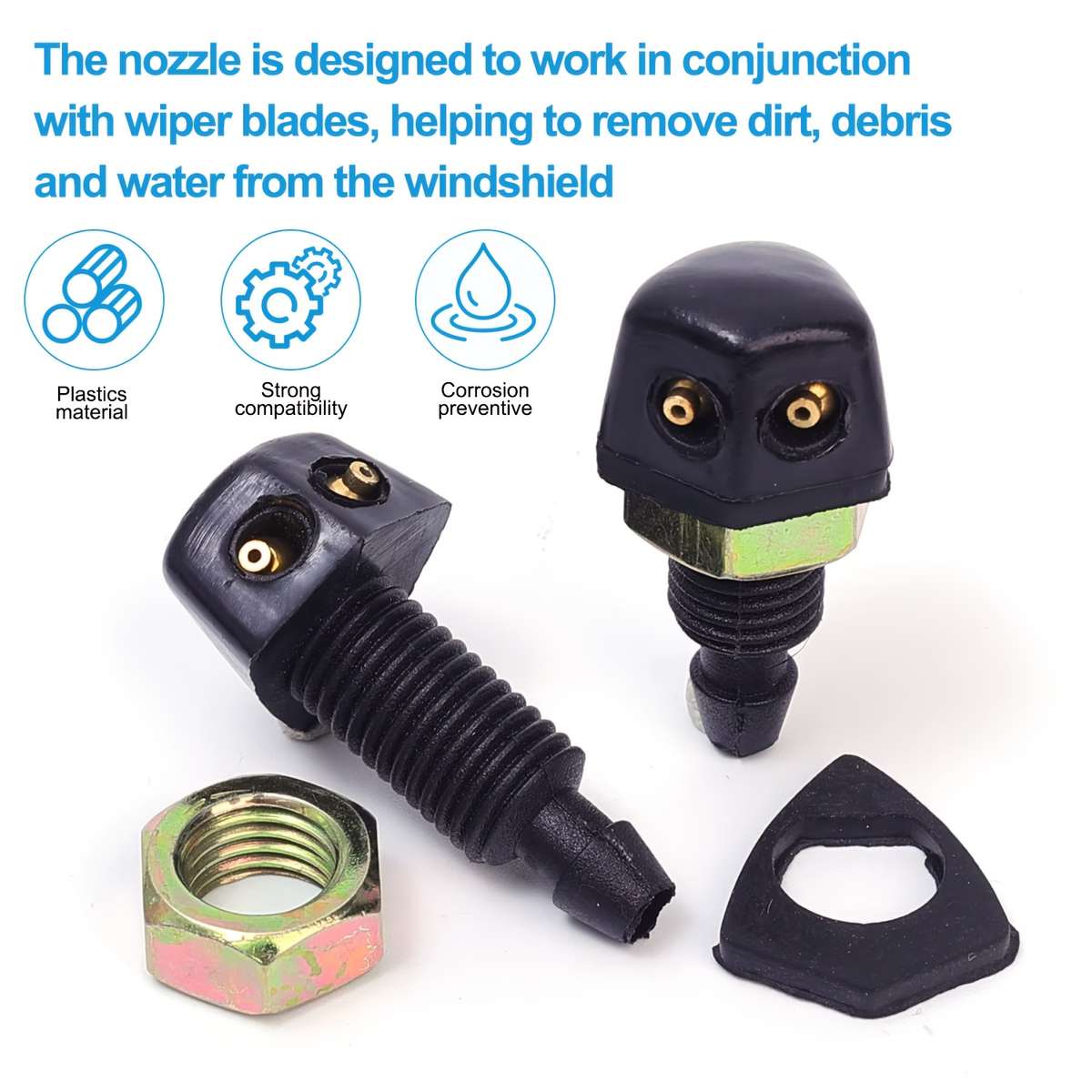 2Pcs Universal DIY Car Windshield Washer Jet Nozzle