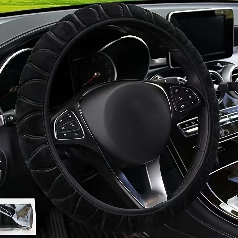 1pc Short Plush Steering Wheel Cover Without Inner Ring for Cars Suitable for Car Interiors Warm for