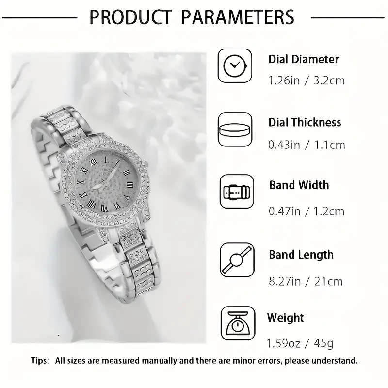 Luxury Silver Rhinestone Women's Quartz Watch