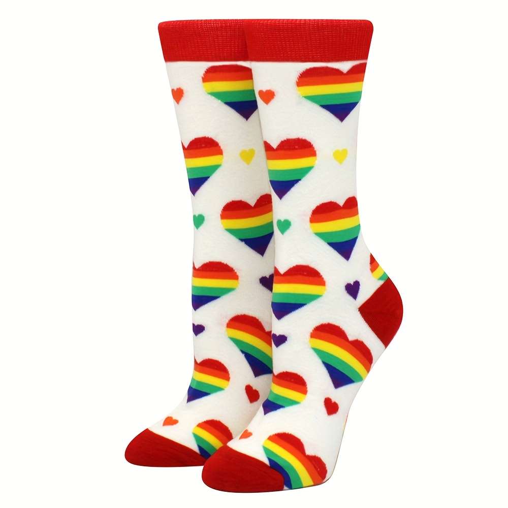 1 Pair White Love Style One Size Socks